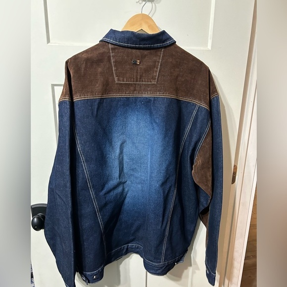 Men's Denim and Brown Jacket - Picture 4 of 6